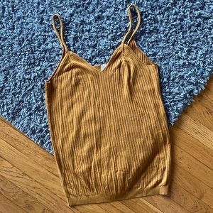 Meadow Rue Mustard Ribbed Tank Top